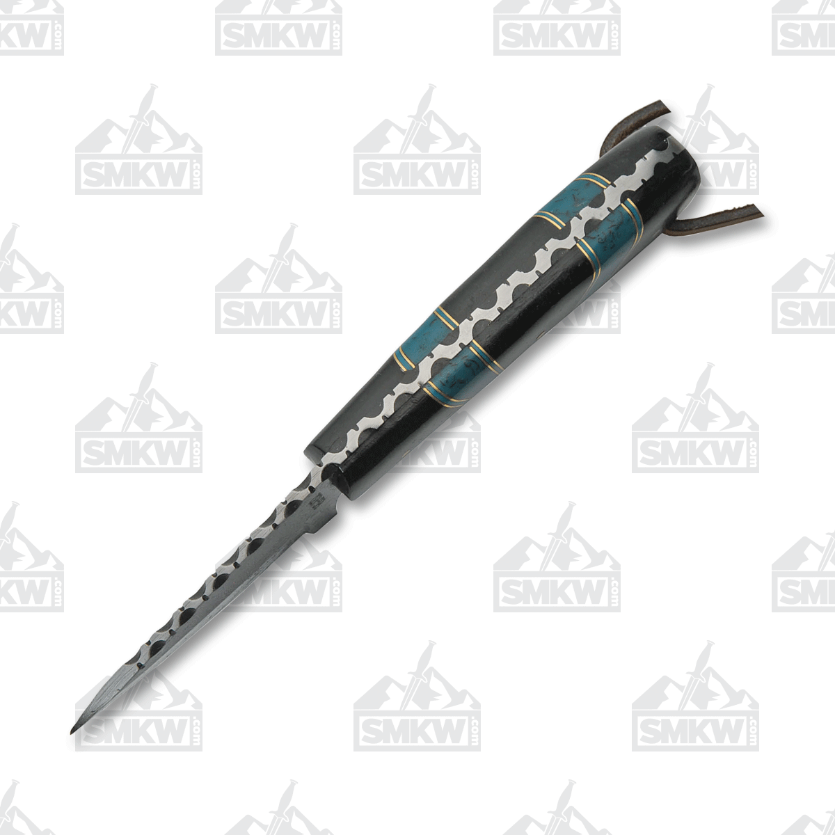 SZCO Supplies Black with Blue Skinner Fixed 3in Damascus Blade DM1233BK View 3