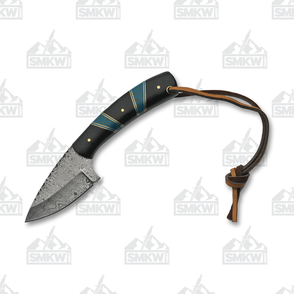 SZCO Supplies Black with Blue Skinner Fixed 3in Damascus Blade DM1233BK View 2