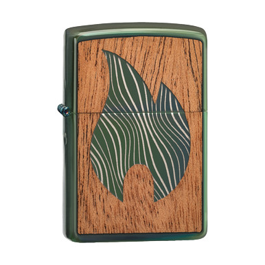 Zippo Woodchuck High Polish Green Flame Logo Lighter View 2