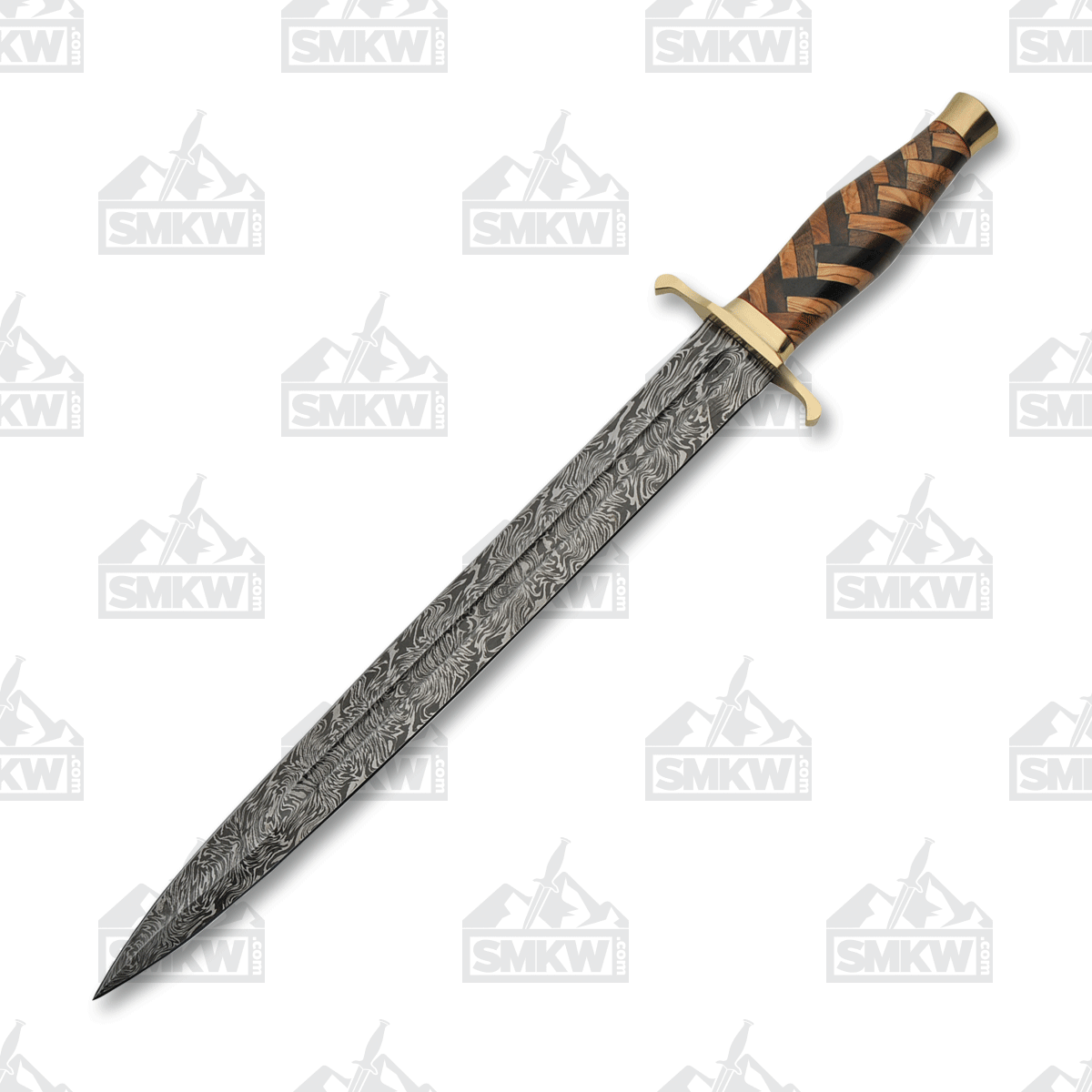 SZCO Supplies Braided Walnut-Olivewood Short Sword Damascus Blade DM5020 View 2