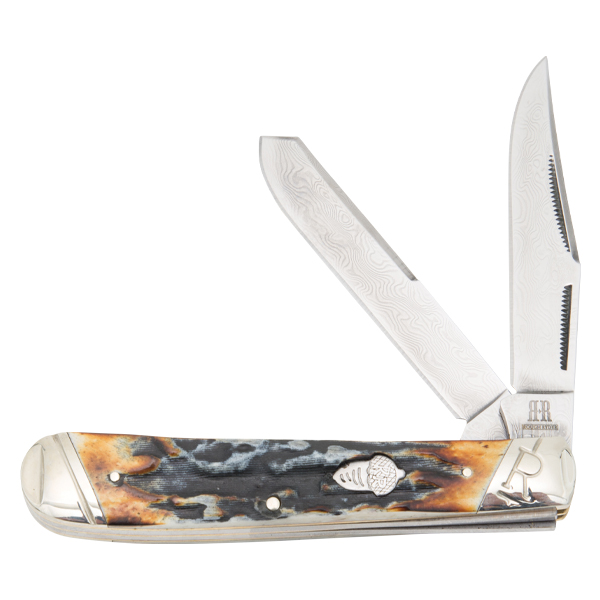 Rough Ryder Cinnamon Bone Stag Trapper Folding Knife | Smoky