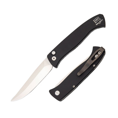 ProTech Knives Small Brend Auto Black Handle Satin Blade View 1