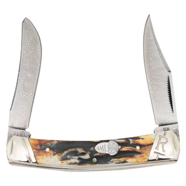 Rough Ryder Cinnamon Bone Stag Small Moose Folding Knife | Smoky