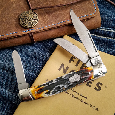 Rough Ryder Cinnamon Bone Stag Stockman Folding Knife RR2160 View 6