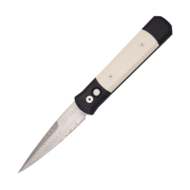 Pro-Tech Knives Godfather Auto Damascus Tuxedo View 2