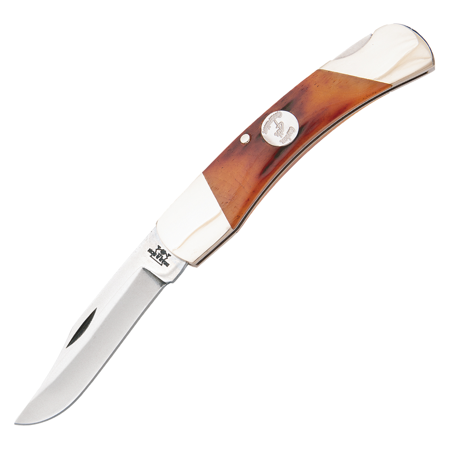 Bear & Son Red Stag Bone Medium Lockback Folding Knife BRCRSB05 View 1