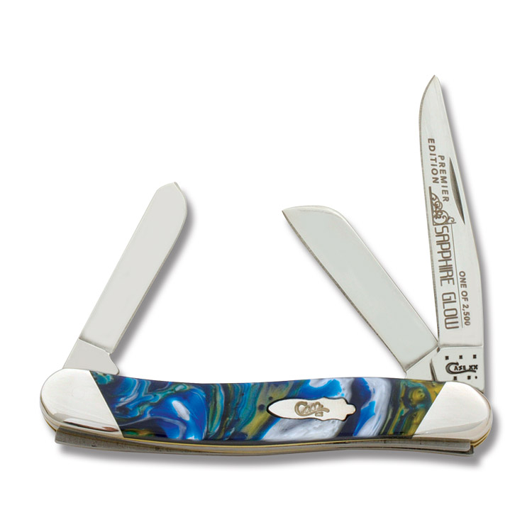 Case XX Slant Bolster Sapphire Glow Corelon Medium Stockman Folding Knife CAS9318SG View 1