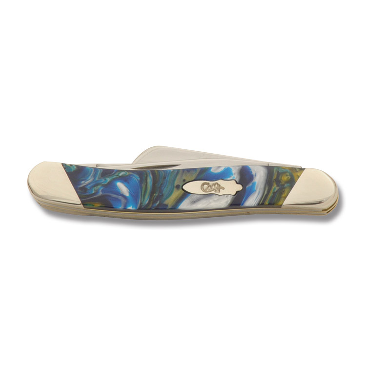 Case XX Slant Bolster Sapphire Glow Corelon Medium Stockman Folding Knife CAS9318SG View 2