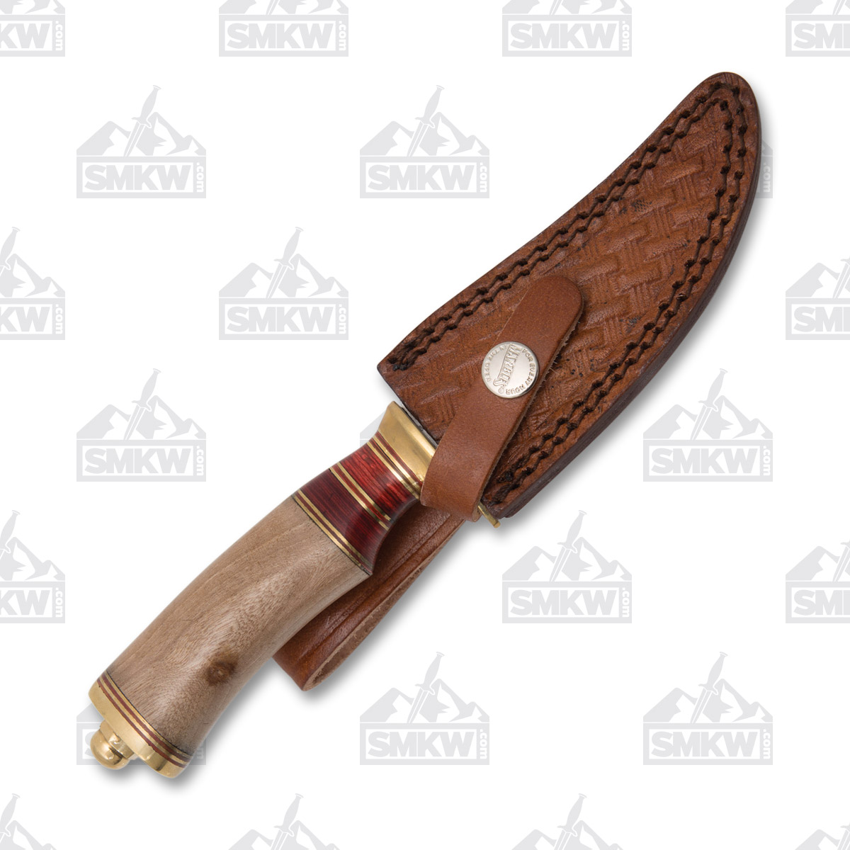 Marbles Wood and Brass Hunter Skinner Fixed Blade Knife MR573 View 2