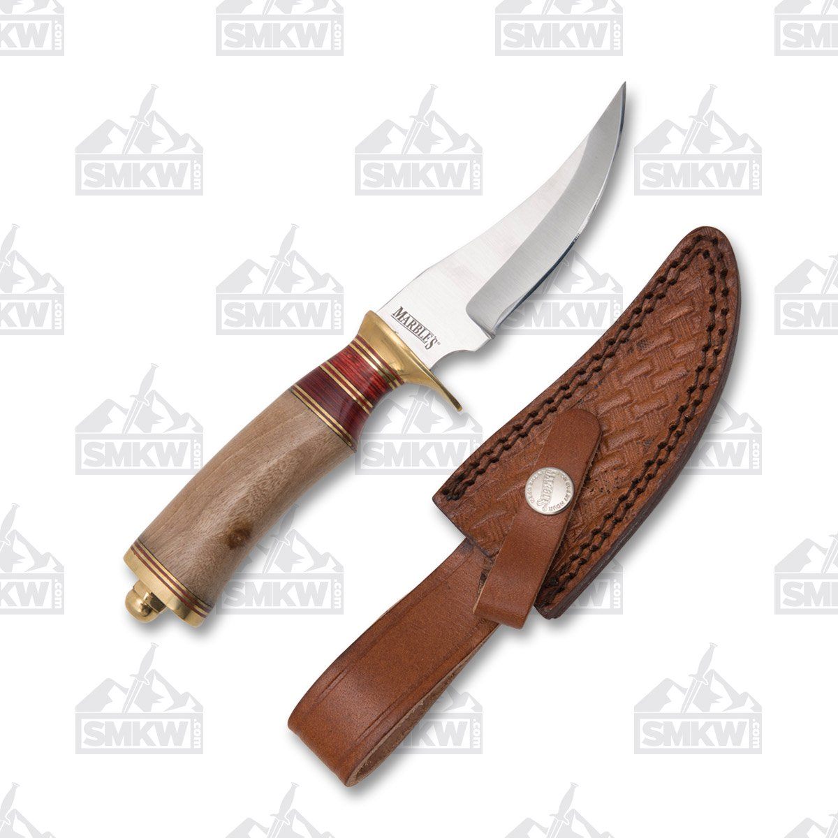 Marbles Wood and Brass Hunter Skinner Fixed Blade Knife MR573 View 1