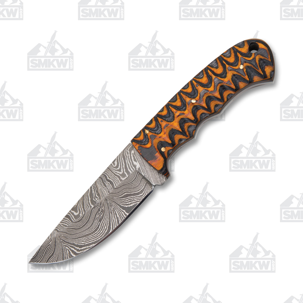 SZCO Supplies Dusk Hunter Fixed Blade 3.5in Damascus Drop Point Knife DM1218 View 2