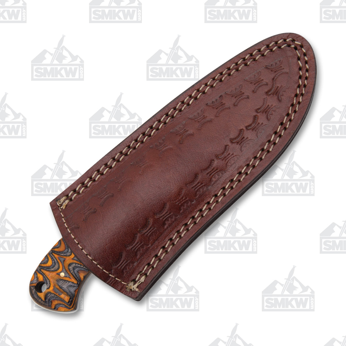 SZCO Supplies Dusk Hunter Fixed Blade 3.5in Damascus Drop Point Knife DM1218 View 3