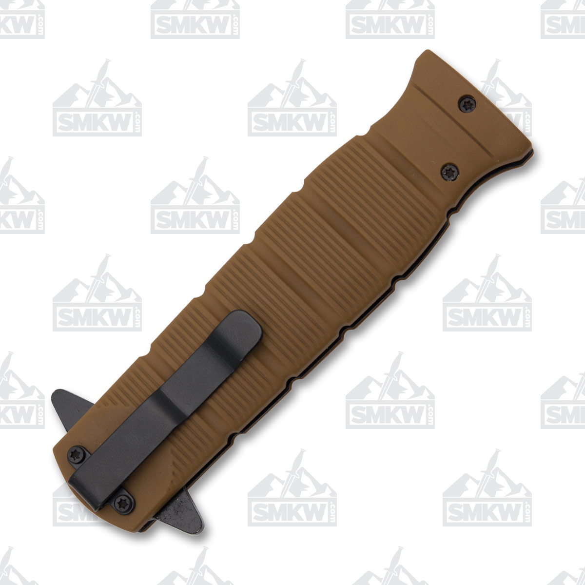 SZCO Supplies Brown Combat Linerlock Folding Knife 3.5in Clip Point Blade 300480BR View 5