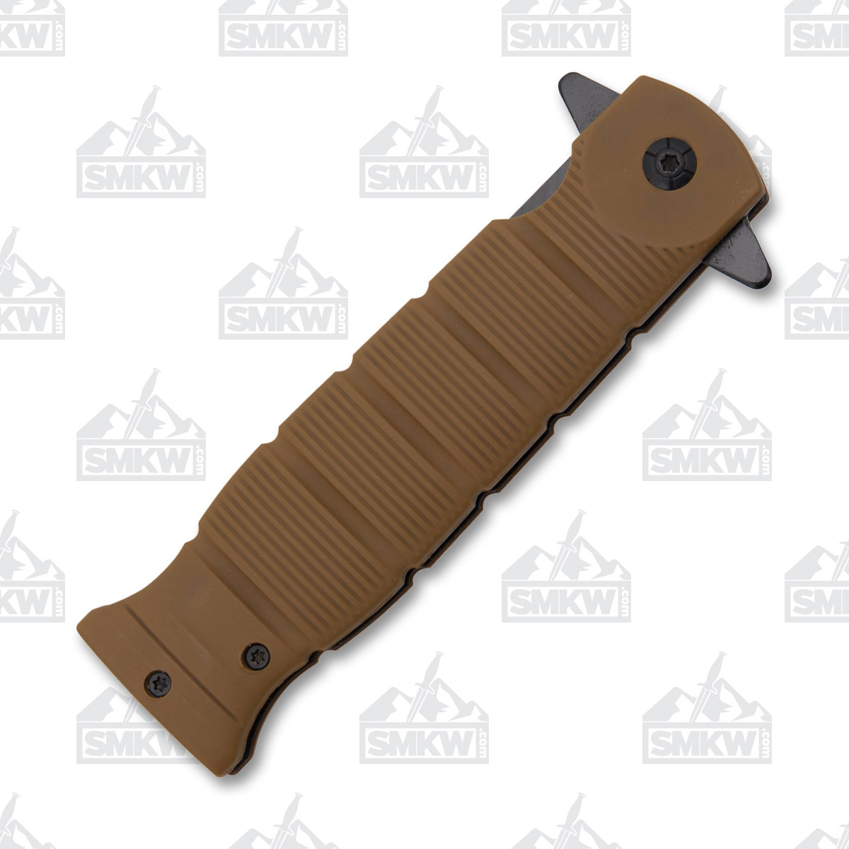 SZCO Supplies Brown Combat Linerlock Folding Knife 3.5in Clip Point Blade 300480BR View 4
