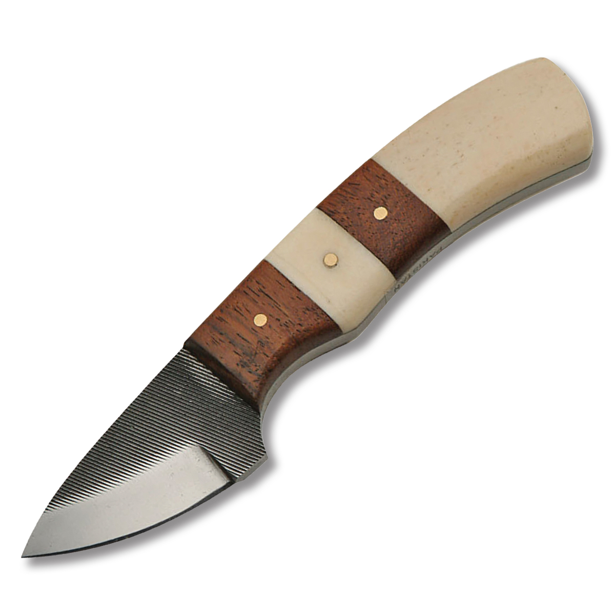 5.5in Fixed Blade Knife Bone-Wood Handle Filework Skinning Blade SM21 View 1