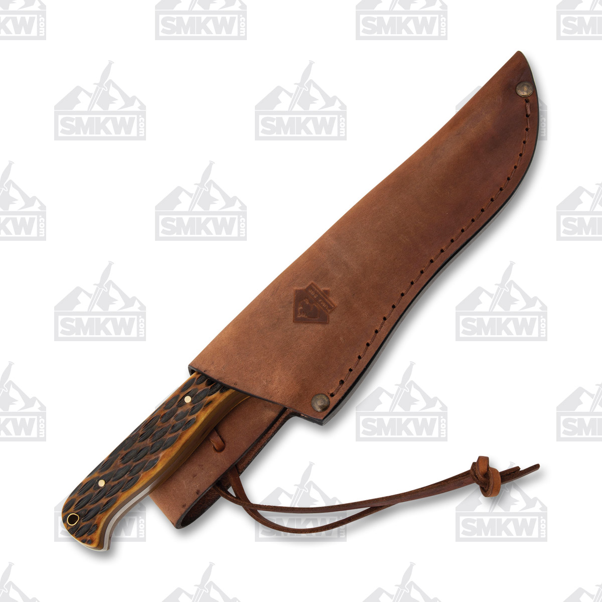 Puma SGB Buffalo Hunter Brown Jigged Bone 5.7in Plain Satin Modified Clip Point View 5