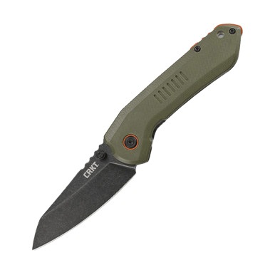CRKT Overland Olive 3 Inch Plain Black Stonewash Wharncliffe View 2