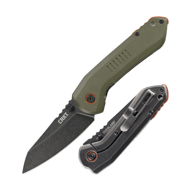 CRKT Overland Olive 3 Inch Plain Black Stonewash Wharncliffe View 1