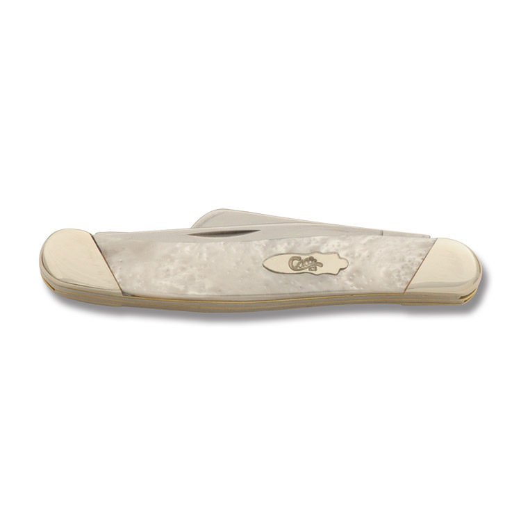 Case XX Slant Bolster White Pearl Corelon Medium Stockman Folding Knife CAS9318WP View 2