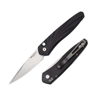 ProTech Newport Automatic Knife Stonewash/Wave Patten Black AUPT3436 View 1