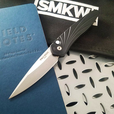 ProTech Newport Automatic Knife Stonewash/Wave Patten Black AUPT3436 View 4