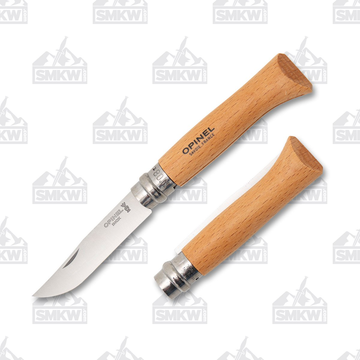 Opinel No. 08 Stainless Steel Folding Knife Beechwood OP000405BP View 1