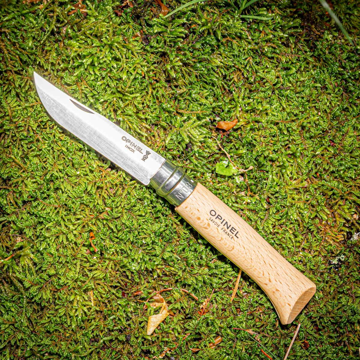 Opinel No. 08 Stainless Steel Folding Knife Beechwood OP000405BP View 6