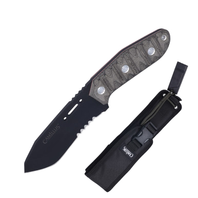 Camillus CK-9.5 Fixed Blade Knife Gray Micarta - 4.75in Black Blade CM19183 View 1