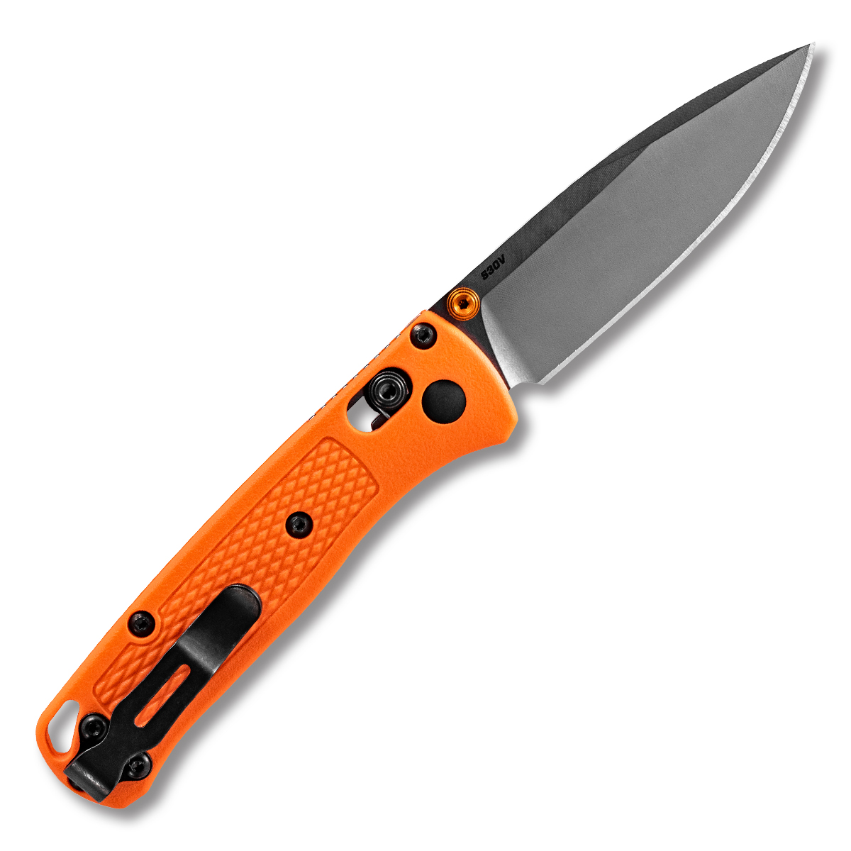 Benchmade 533 Mini Bugout Folding Knife Orange 2.82in Satin Plain Blade BM533 View 2