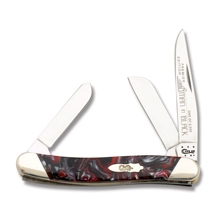 Case XX Slant Bolster Man in Black Corelon Medium Stockman Folding Knife CAS9318MB View 1