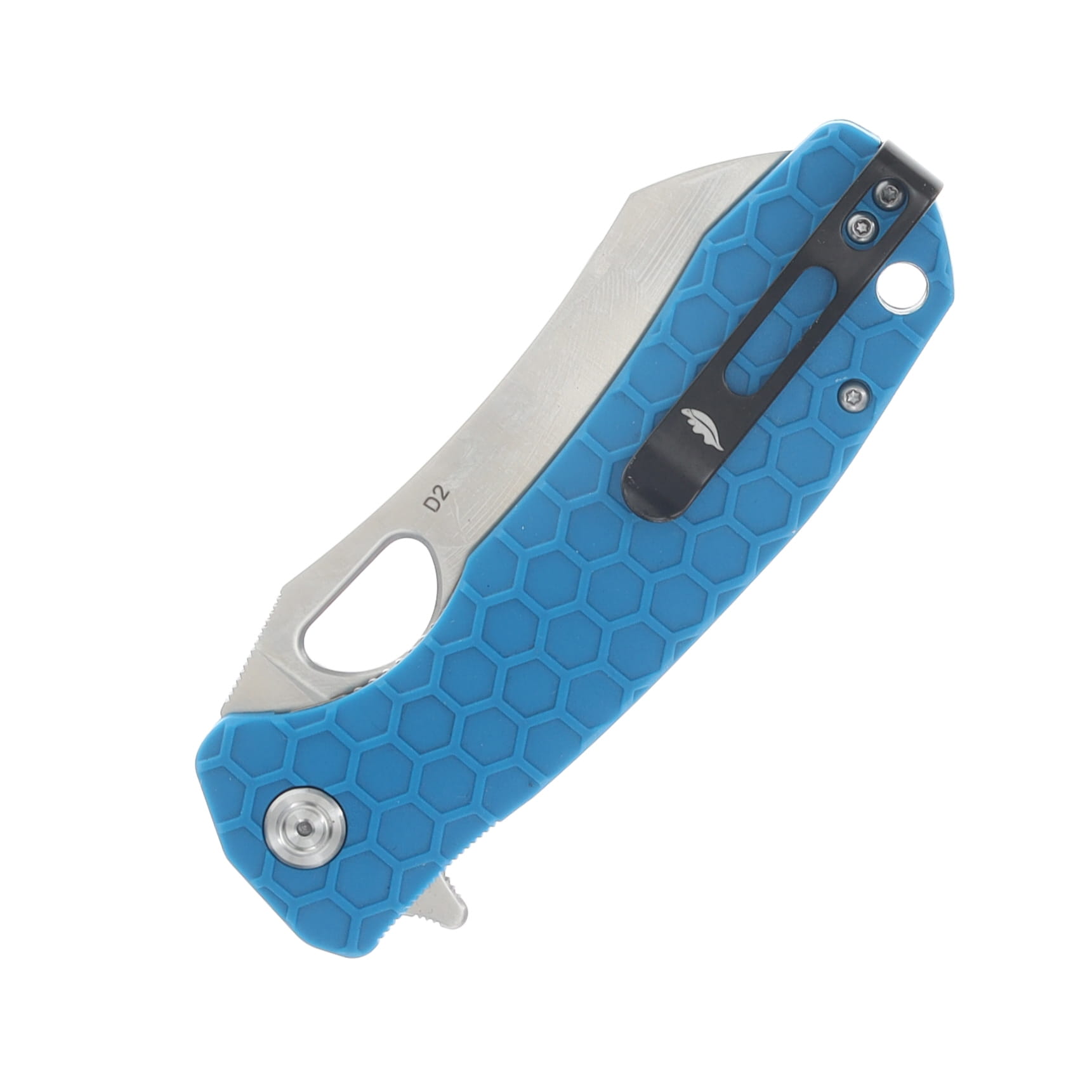 Honey Badger Knives Large Wharncleaver Folding Knife Blue 3.63in Satin Blade – Black Clip HB1036 View 6