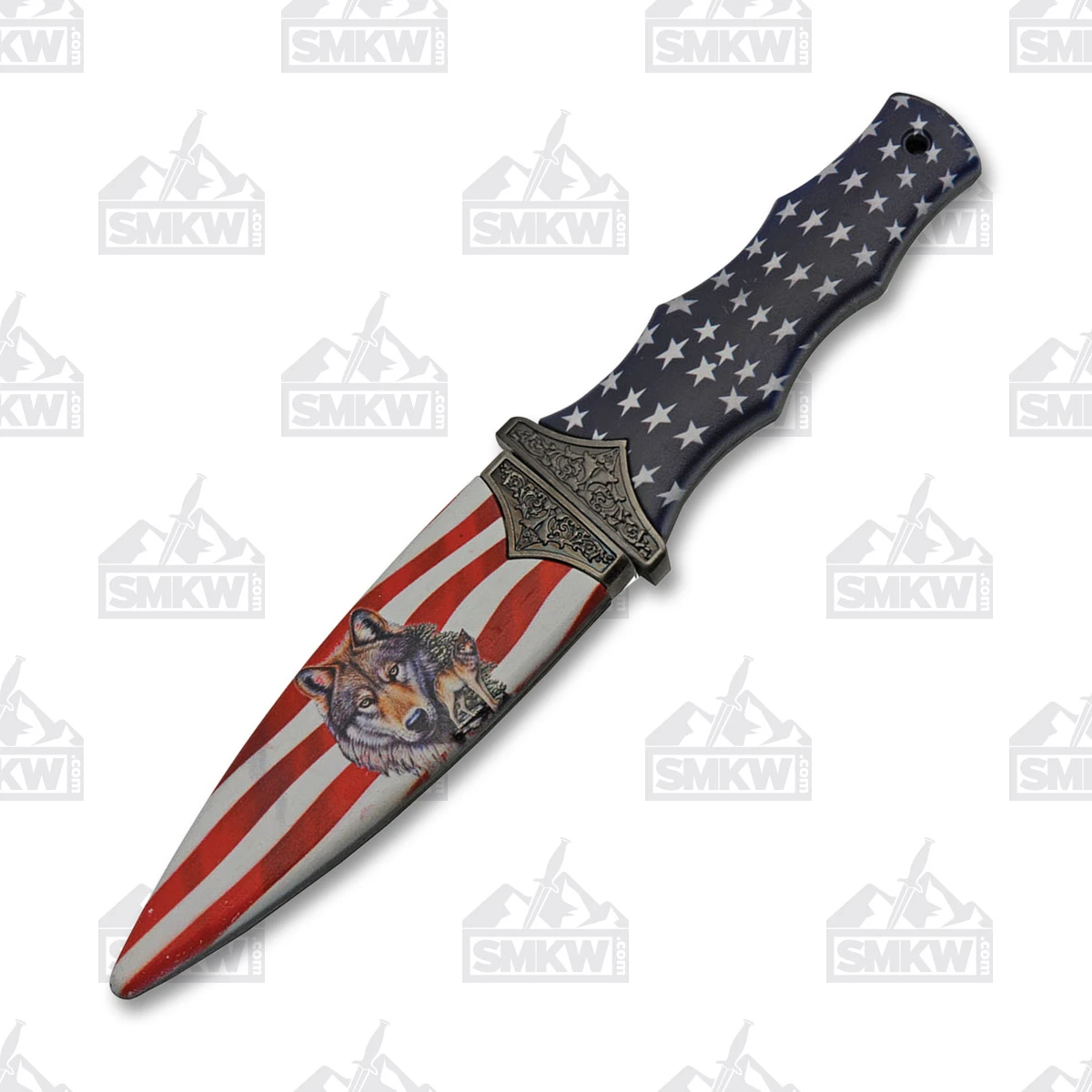 SZCO Supplies American Flag Wolf Boot Knife Fixed 3.5in Satin Blade 211466WF View 3