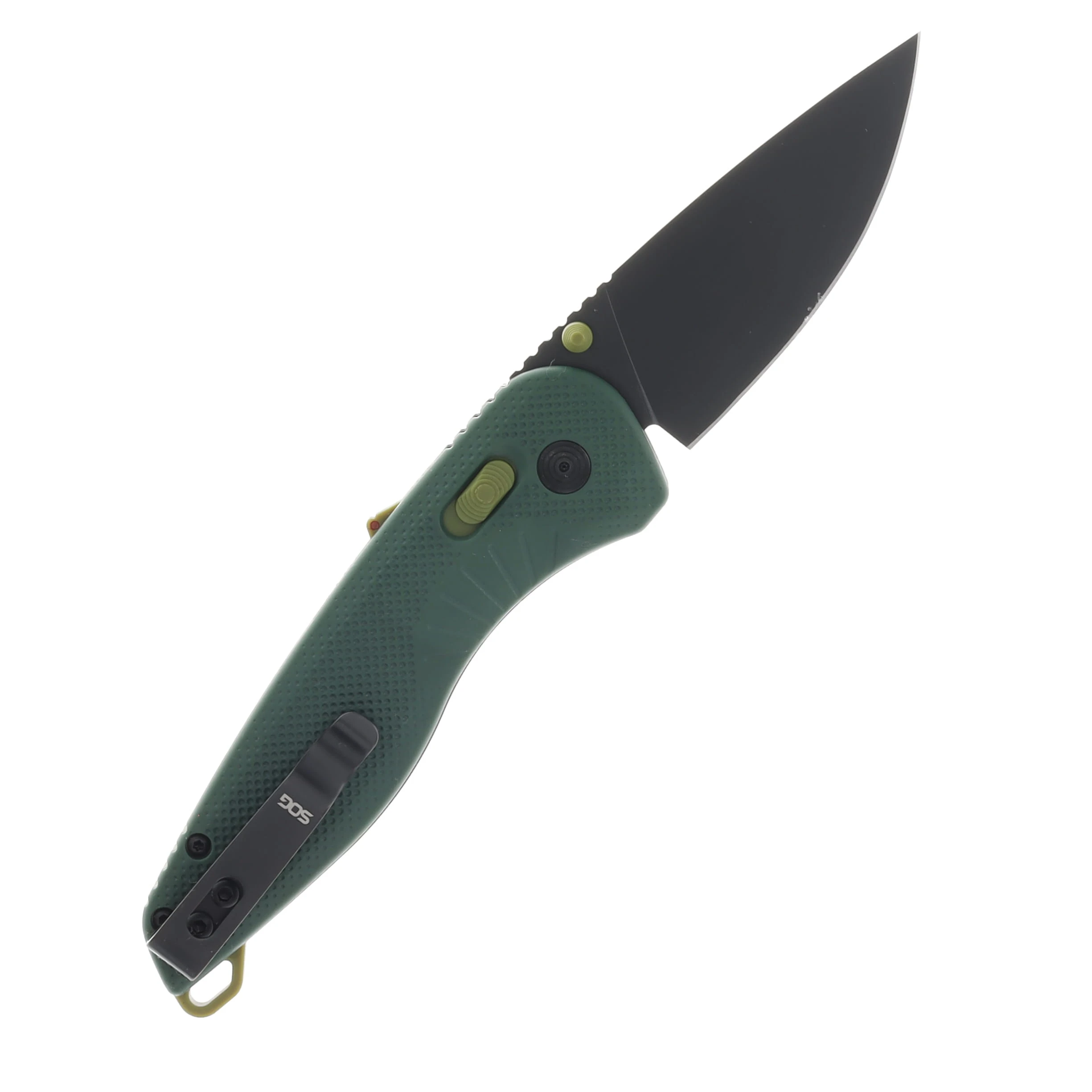 SOG Aegis AT Forest - Moss 3.13 Inch Plain Black TiNi Drop Point SOG11410457 View 2