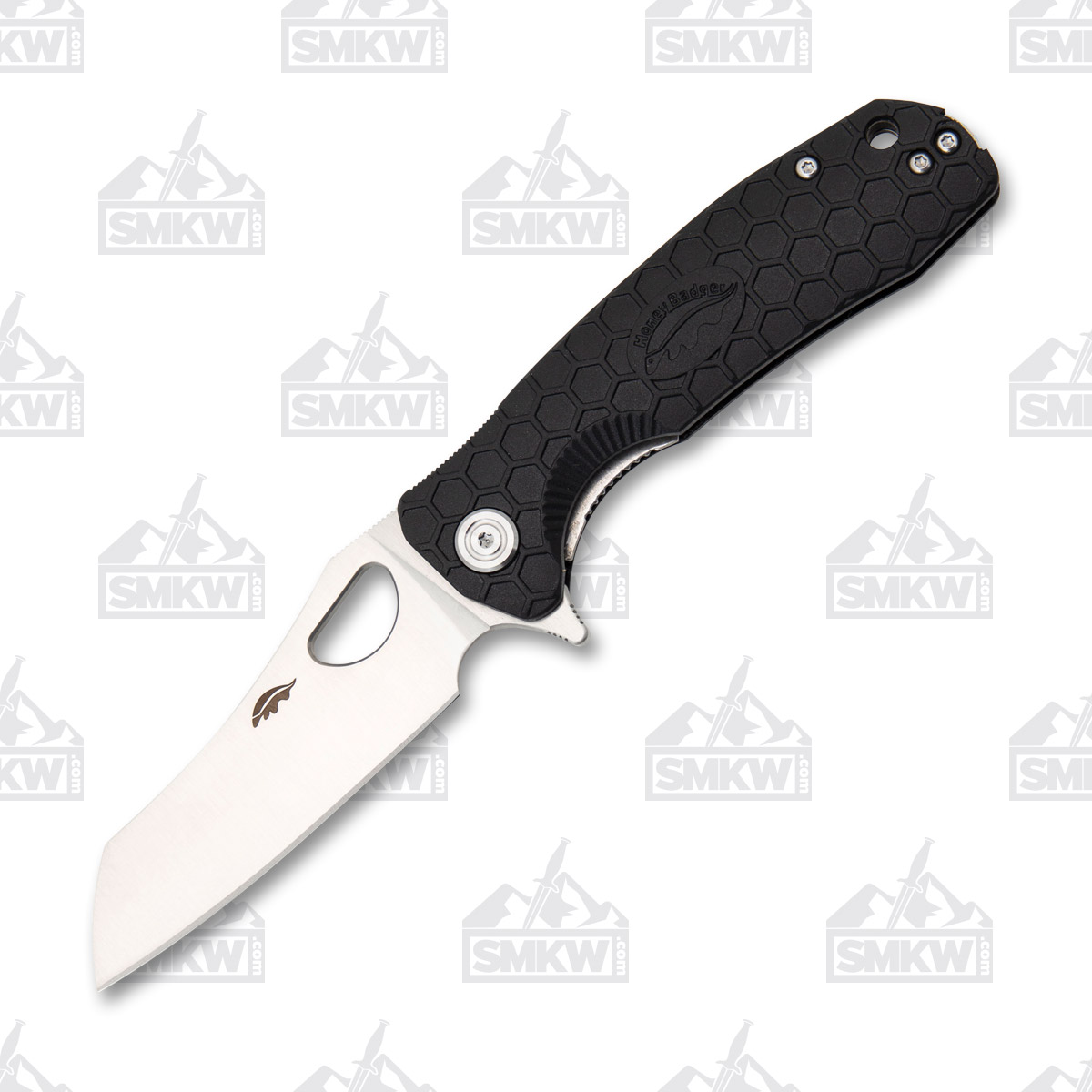 Honey Badger Med Wharncleaver Flipper Knife Black 3.19in Satin Blade HB1038 View 3