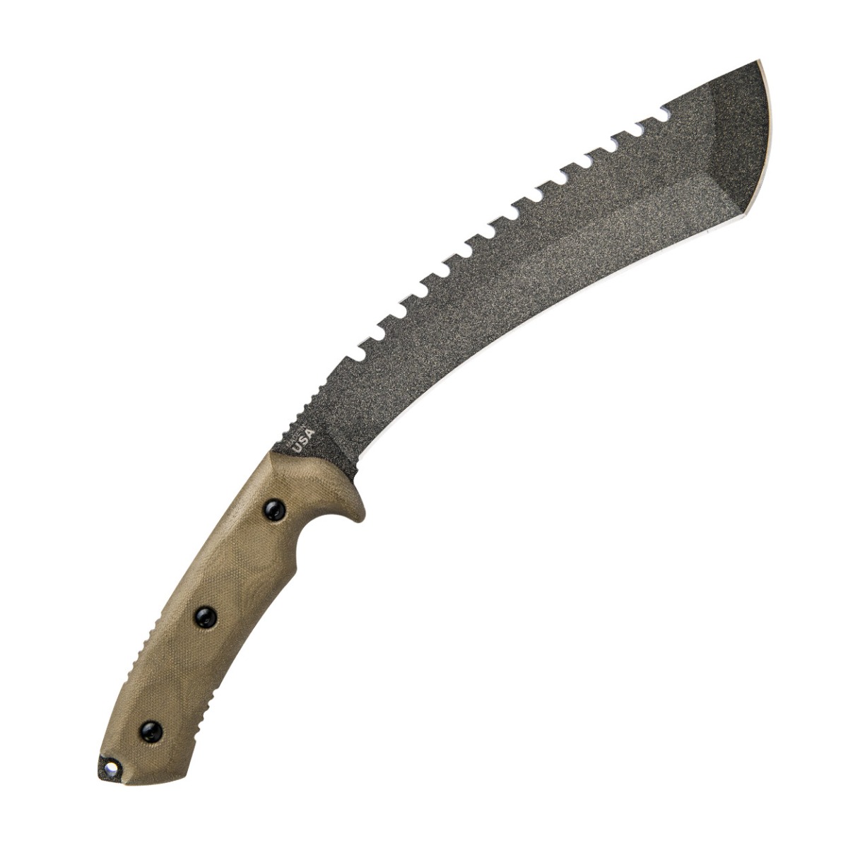 TOPS Tundra Trekker Fixed Blade Green Canvas Micarta 9in Sawback Kukri TPTDTK01 View 2
