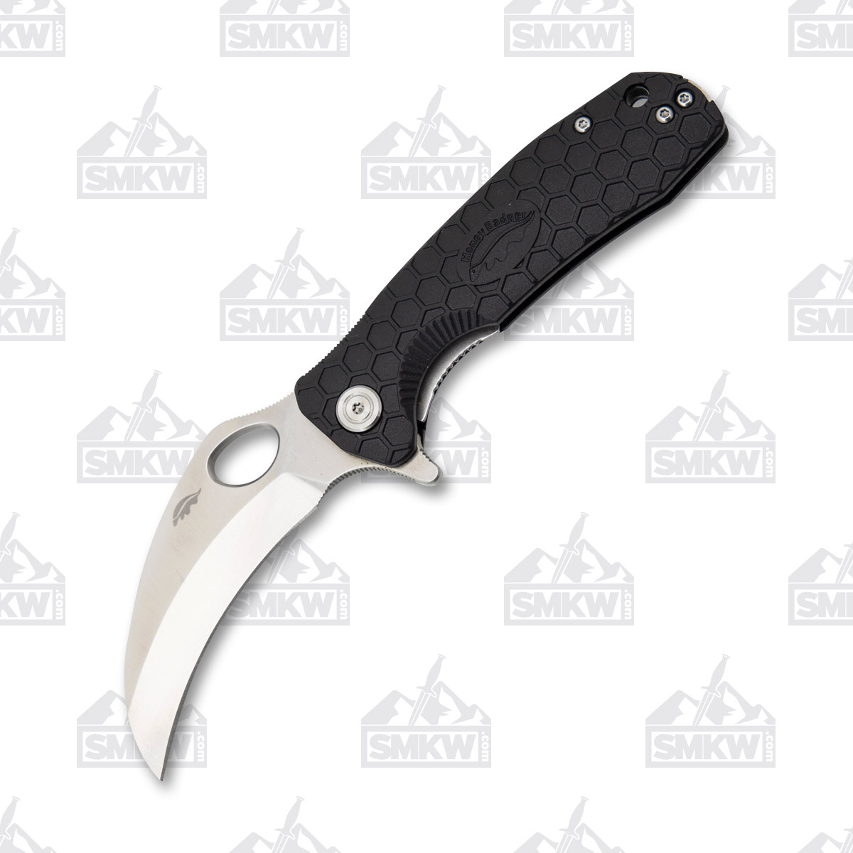 Honey Badger Medium Claw Folding Knife Black 3.63in Plain Satin Blade HB1121 View 3