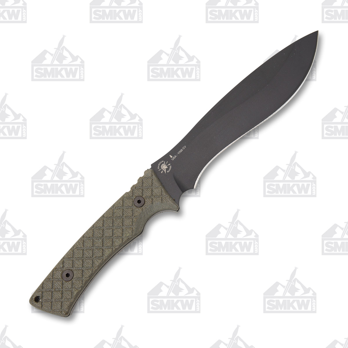Spartan Blades Machai Fixed Blade Knife DLC 1095 Recurve/OD Green Micarta SBSL002GN View 3