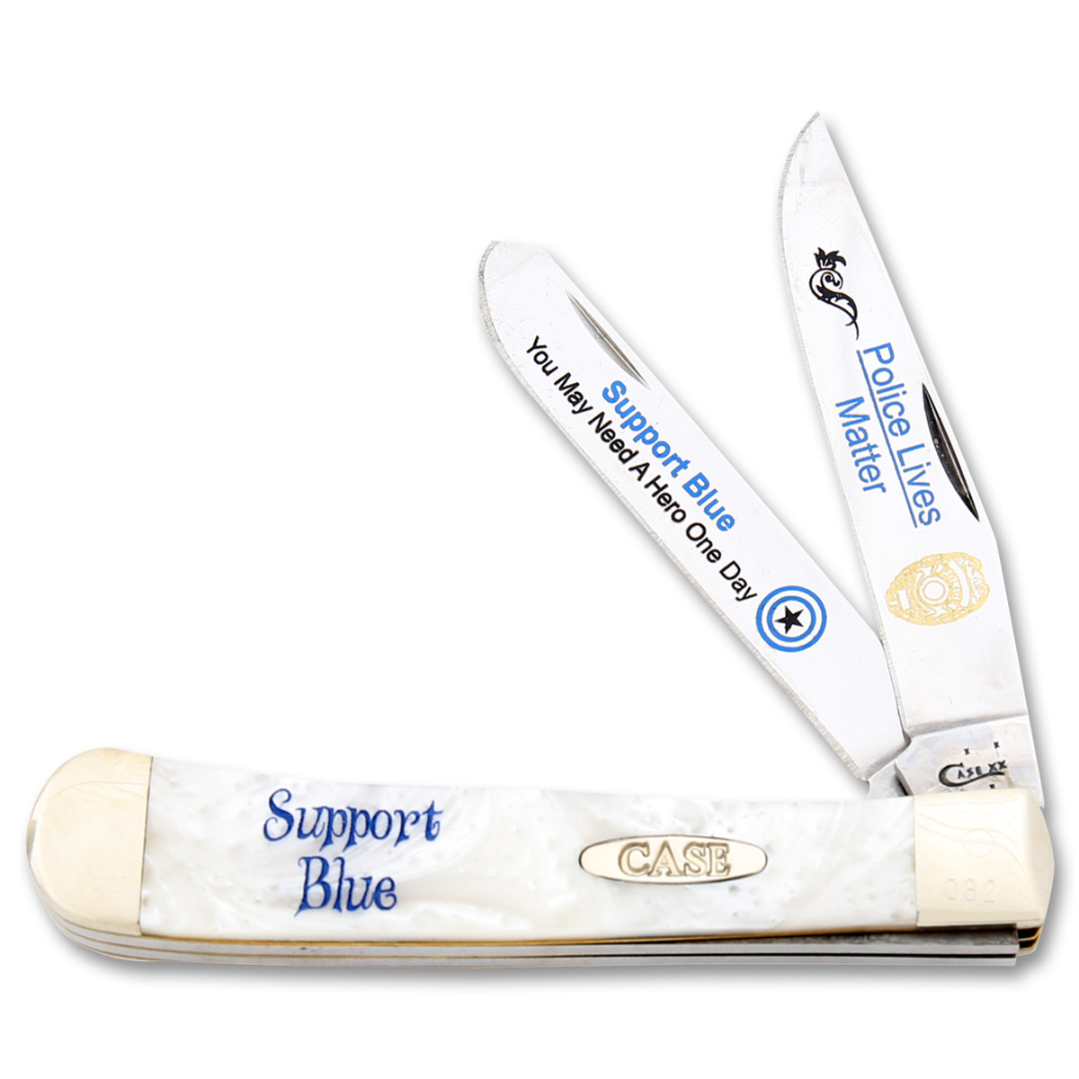 Case XX Collector's Edition White Pearl Support Blue Police Trapper CAHPPLM View 2