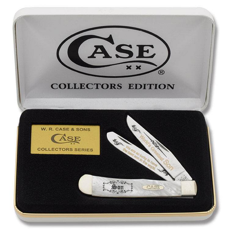 Case XX World's Greatest Son Heavenly Pearl Corelon Trapper Folding Knife CAHPSON View 3