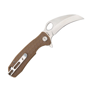 Honey Badger Medium Claw Smooth Folding Tan 3.63 In 8CR13MOV Steel Tan Satin Hawkbill HB1122 View 3