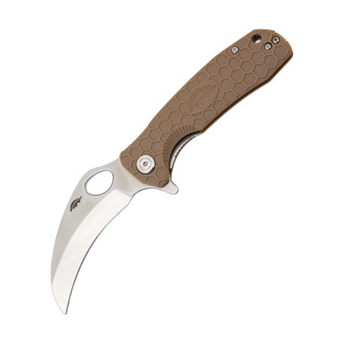 Honey Badger Medium Claw Smooth Folding Tan 3.63 In 8CR13MOV Steel Tan Satin Hawkbill HB1122 View 2