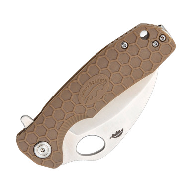 Honey Badger Medium Claw Smooth Folding Tan 3.63 In 8CR13MOV Steel Tan Satin Hawkbill HB1122 View 5