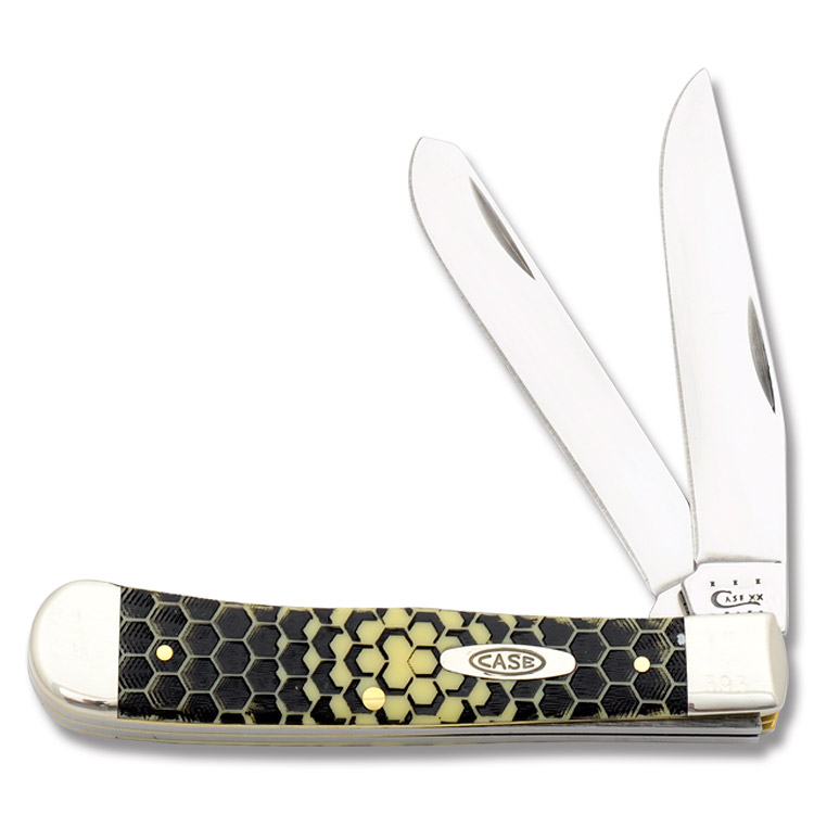 Case XX Honey Comb Smooth Yellow Synthetic Trapper Folding Knife CA80161HC View 1
