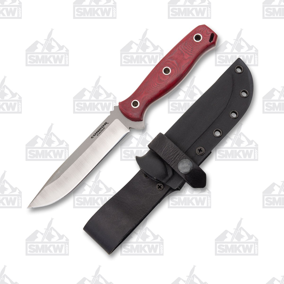 Condor Tool and Knife Bushcraft Bliss Knife Fixed Blade Red Micarta 4.8in Clip Point CTK283247HC View 1