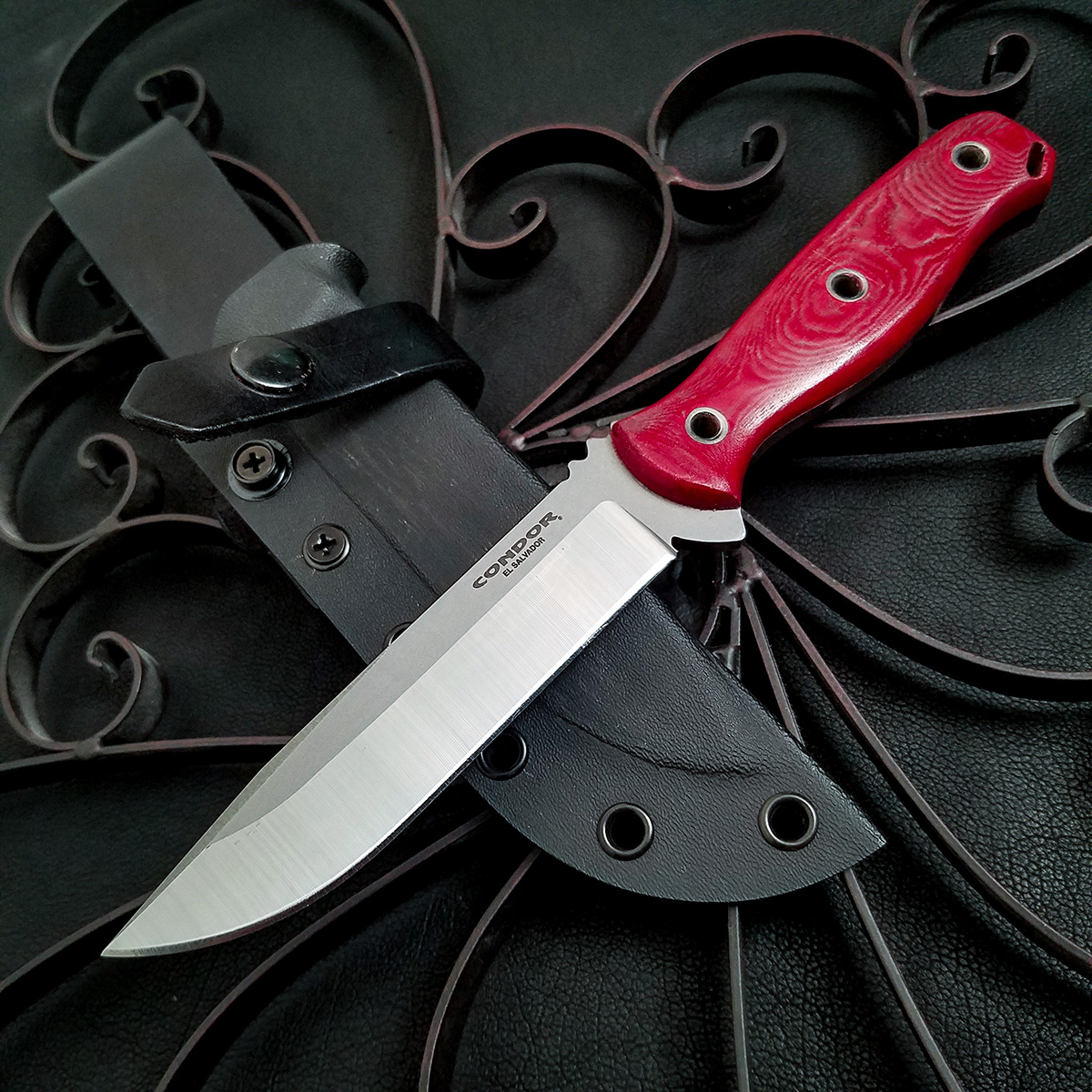 Condor Tool and Knife Bushcraft Bliss Knife Fixed Blade Red Micarta 4.8in Clip Point CTK283247HC View 10