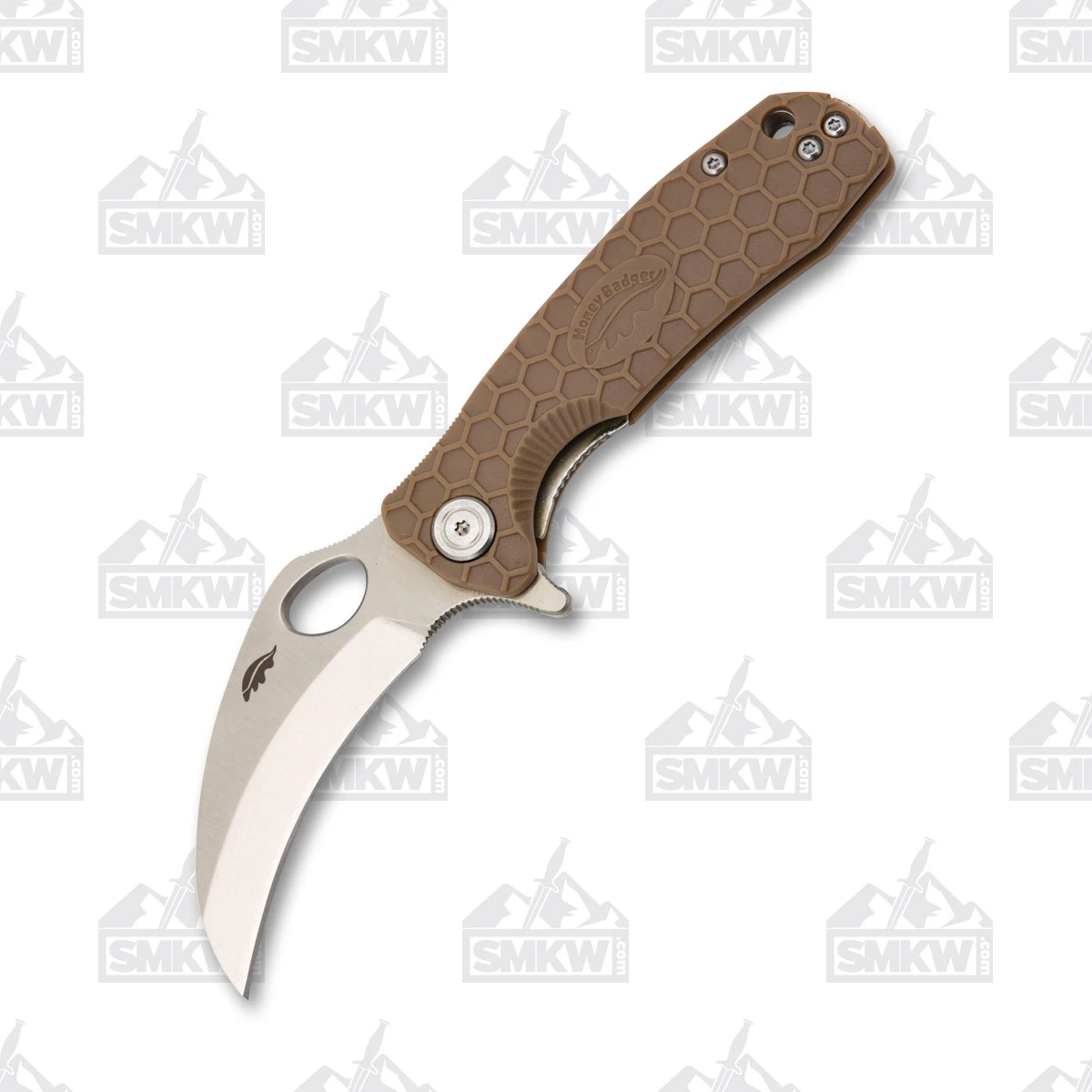 Honey Badger Knives Small Claw Folding Knife Tan FRN 2.75in Satin Blade HB1142 View 2