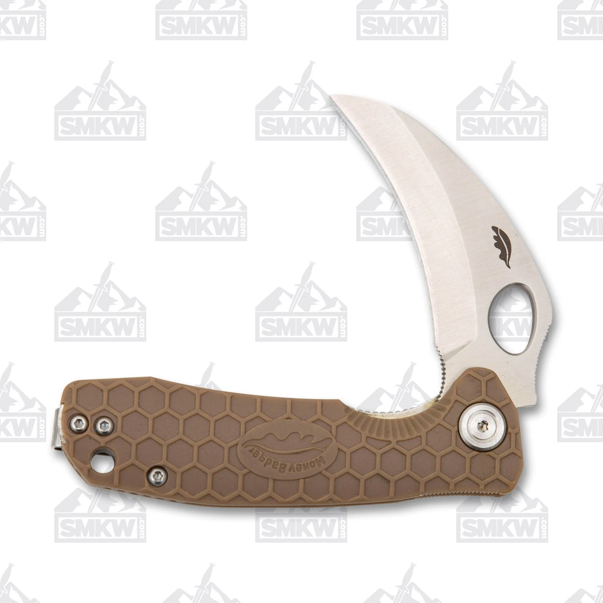 Honey Badger Knives Small Claw Folding Knife Tan FRN 2.75in Satin Blade HB1142 View 4