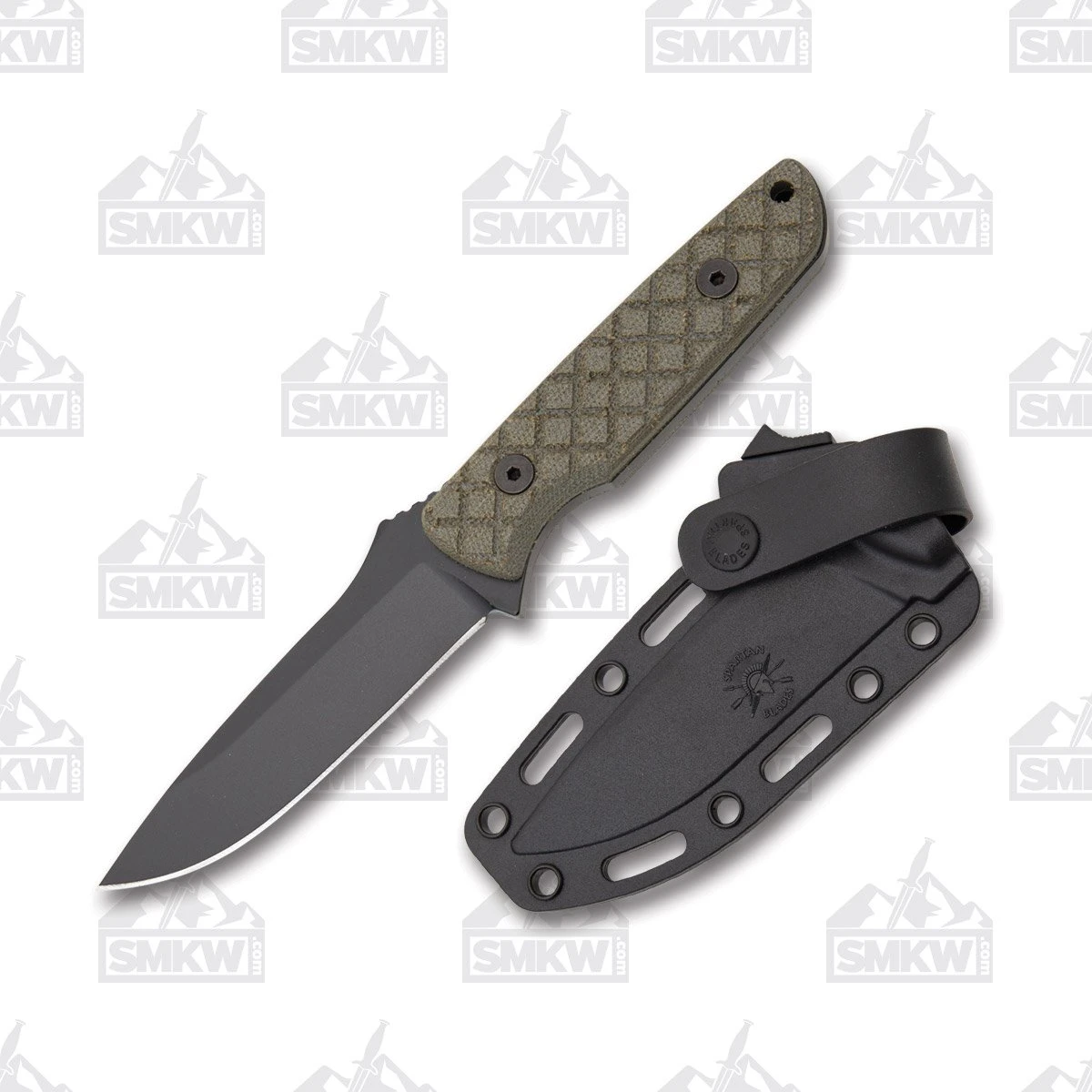 Spartan Blades Alala Fixed Knife Green 3.75in Plain Black Drop Point View 1