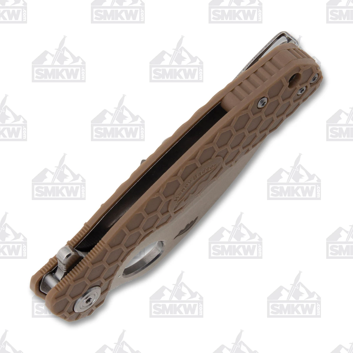 Honey Badger Medium Claw Folding Knife Tan 3in Serrated Satin Hawkbill HB1132 View 9