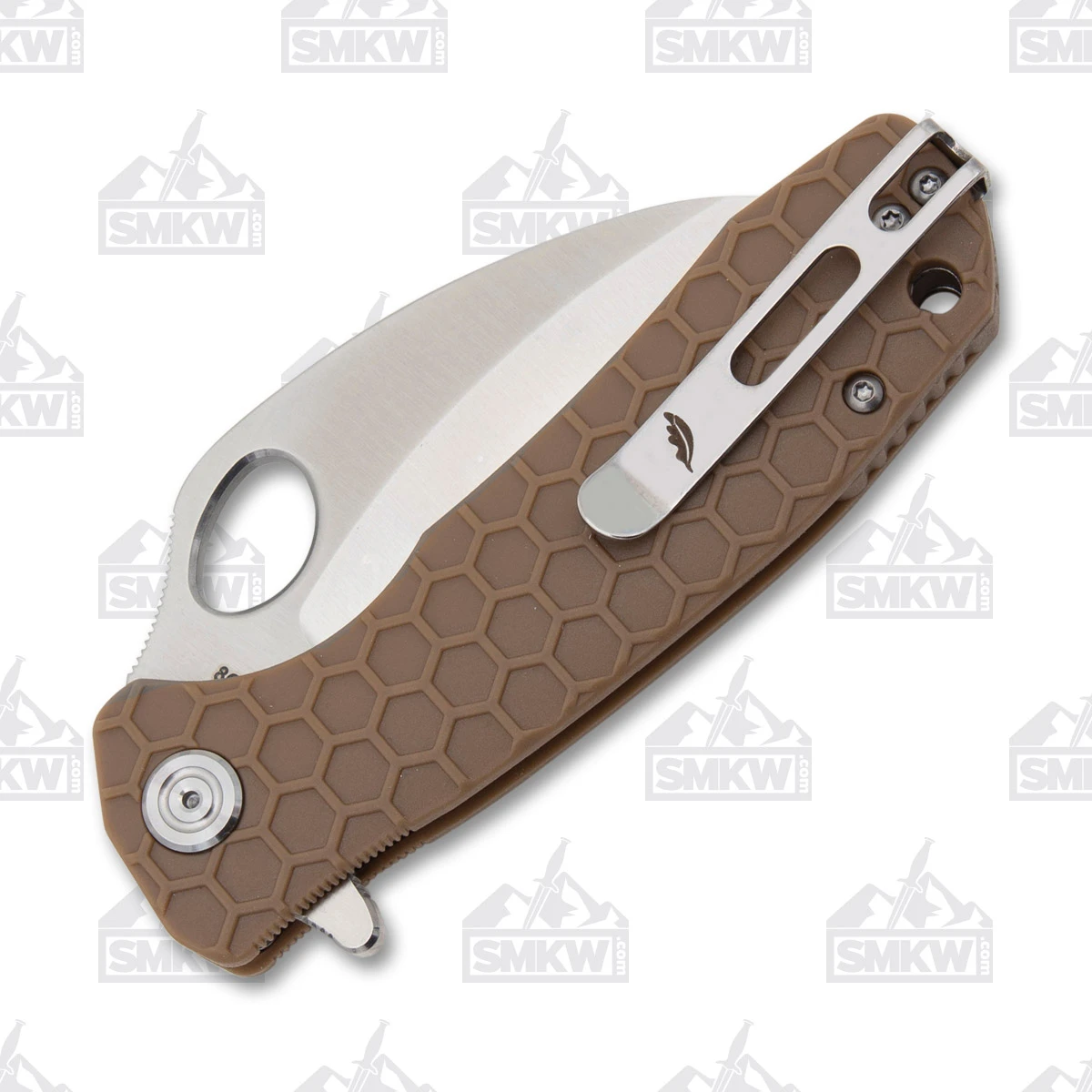 Honey Badger Medium Claw Folding Knife Tan 3in Serrated Satin Hawkbill HB1132 View 7